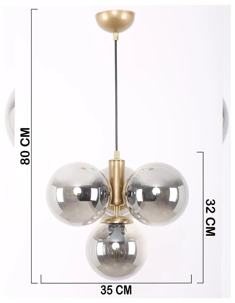 Lampada a sospensione con paralume in vetro grigio-oro ø 15 cm Hector - Squid Lighting
