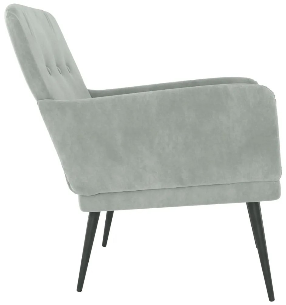 Poltrona grigio chiaro 62x79x79 cm velluto