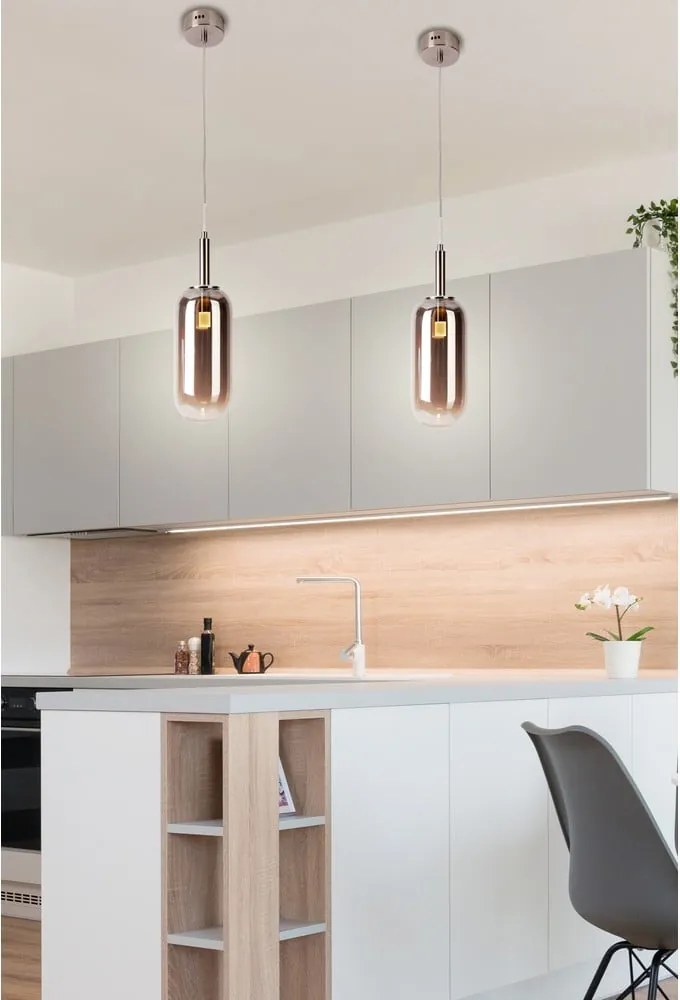 Lampadario LED color antracite con paralume in vetro ø 13 cm Fiuggi – Candellux Lighting