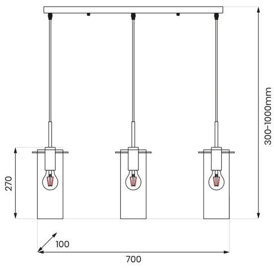 Lampadario a sospensione con filo PADOVA 3xE27/15W/230V nero