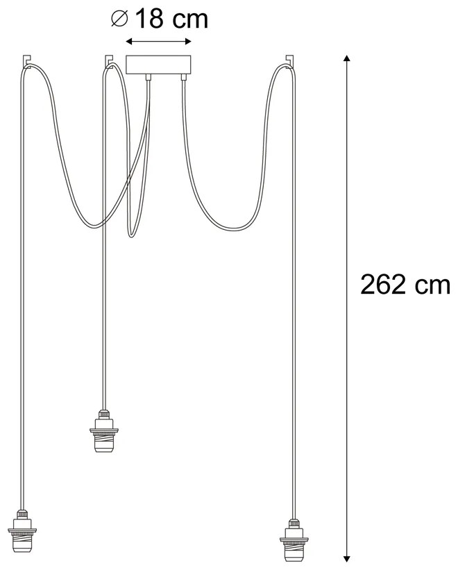 Lampada a sospensione da esterno Nera 3 luci IP44 - Cava