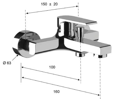 Sapho - Miscelatore per vasca KAI cromo lucido