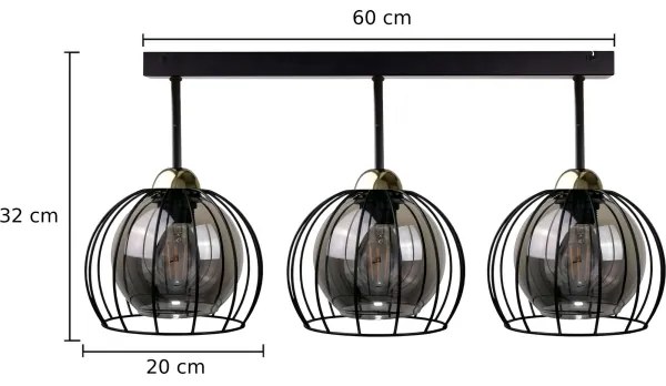 Lampadario a plafone SOLO BLACK 3xE27/60W/230V nero/oro