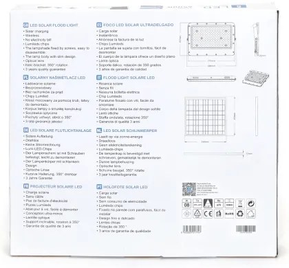 Aigostar - Faretto solare LED dimmerabile 200W/3,4V IP65 con telecomando