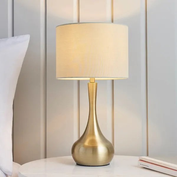 Endon 61191 - Lampada da tavolo dimmerabile PICCADILLY 1xE14/40W/230V ottone/beige