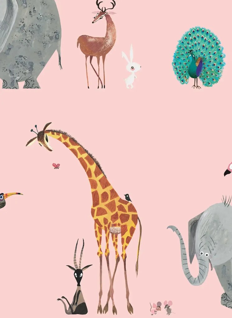 KEK Amsterdam Carta da parati Animal Mix - Roze