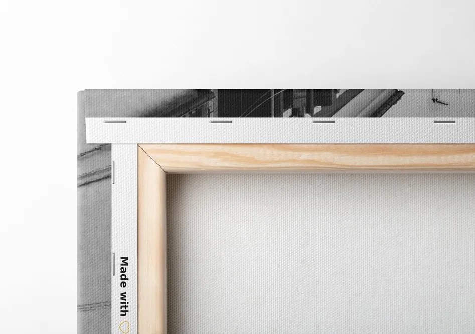 Quadro su tela – Case in bianco e nero in città
