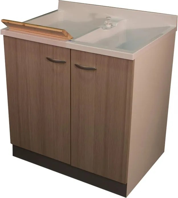 Mobile lavanderia con lavabo incluso Plus 2 ante in hdf bianco e larice P 60 x L 80 x H 85 cm
