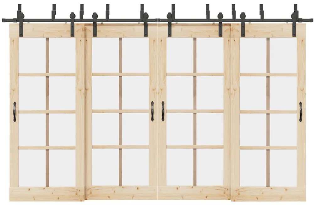 Kit Di Binari Per Porte Scorrevoli 366 Cm Acciaio Nero /