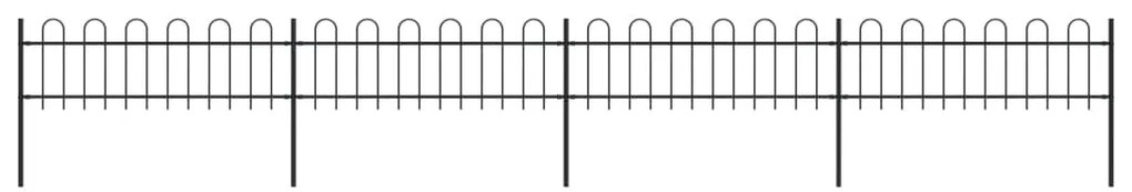 Recinzione Da Giardino Con Punta Tonda İn Acciaio 6,8x0,6m Nera /