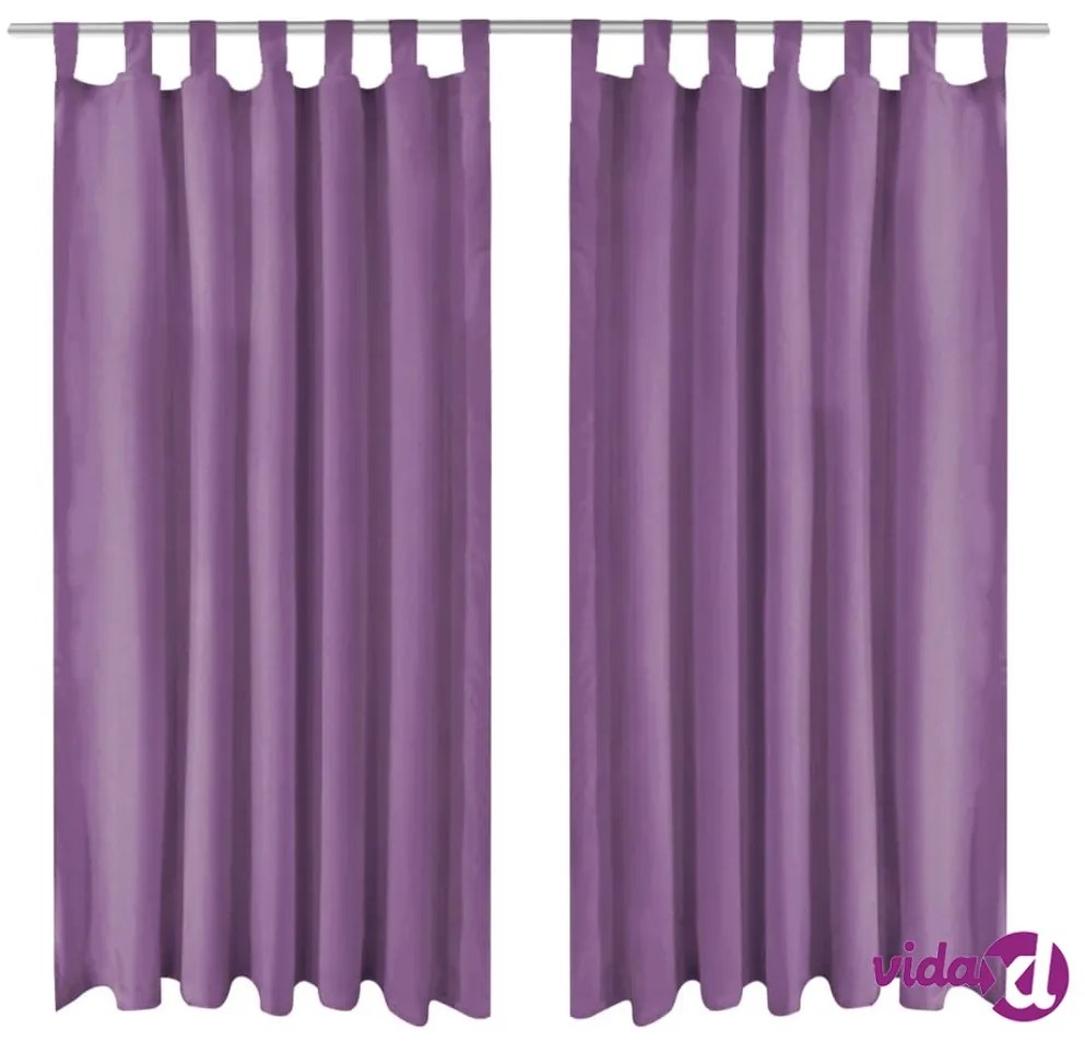 vidaXL 2 Pz Tende in Micro Raso con Passanti 140x175 cm Lilla