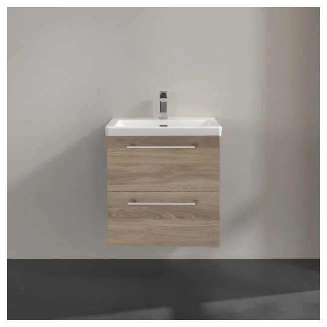 Mobile sottolavabo e lavabo Remix rovere charleston L 60 x H 58 x P 46 cm 1 vasca 2 cassetti