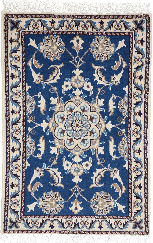 Nain Tappeto persiano 60x90 Blu (Iran) Annodato A Mano