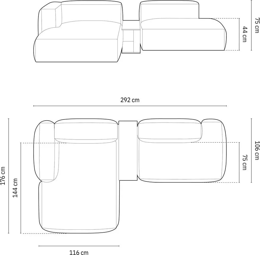 Divano angolare componibile verde (con penisola a sinistra/con chaise lounge) con rivestimento in velluto Martina – Micadoni