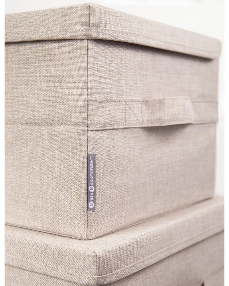 Scatola con coperchio beige in tessuto 40x30x22 cm Soft Storage – Bigso