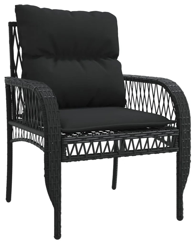 Set divani da giardino 4 pz con cuscini nero in polyrattan