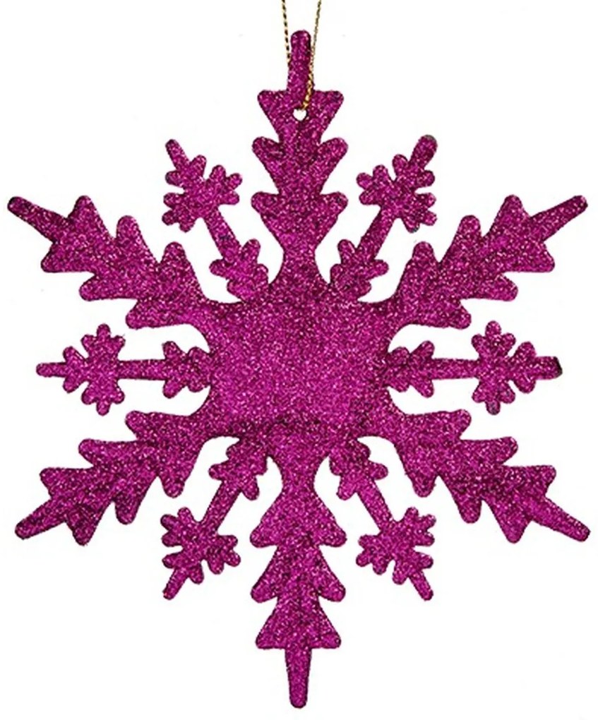 Decorazione Natalizia Fiocchi di neve Fucsia Plastica Porporina 15 x 15 x 0,2 cm (24 Unità)