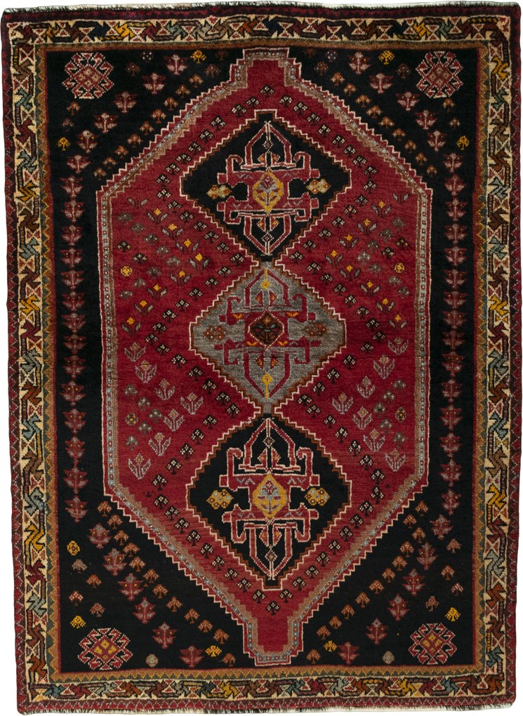 Shiraz Tappeto persiano 120 x 160 Rosso (Iran) Annodato A Mano