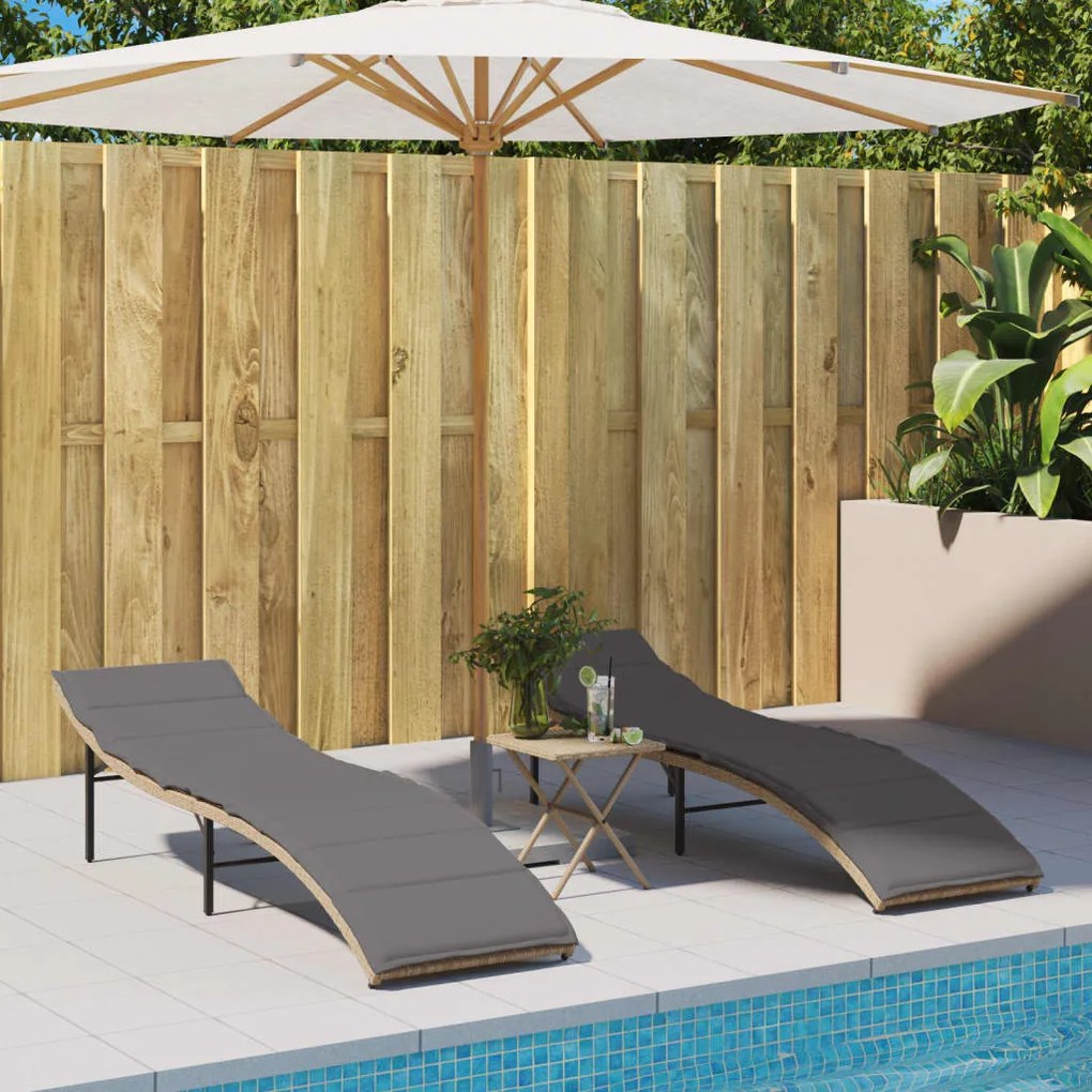 Lettini Prendisole 2 Pz Con Cuscini Beige İn Polyrattan /
