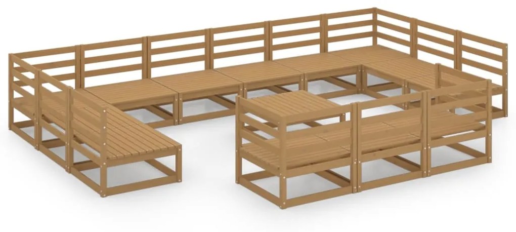 Set divani da giardino 14 pz in legno massello di pino