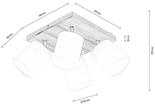 Spot-Light DO56845474 - Lampada da soffitto APRILLIA 4xE27/25W/230V pino