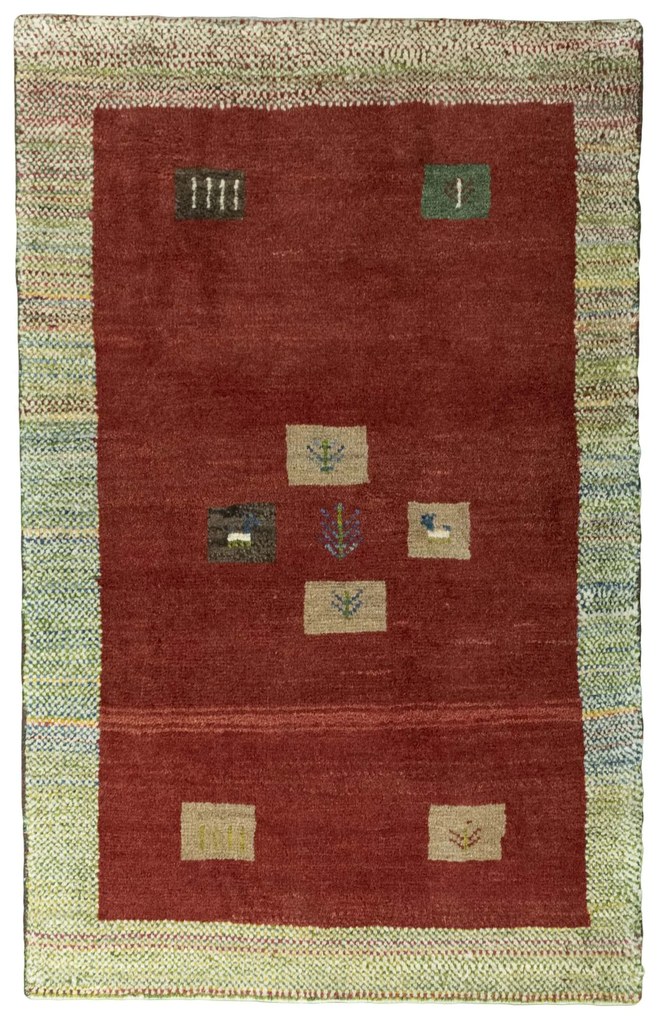 Gabbeh Tappeto 80 x 130 Rosso (Iran) Annodato A Mano