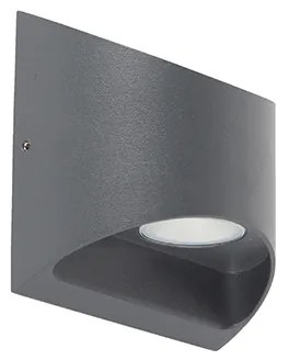 Lampada da parete esterna moderna grigio scuro con LED 2 luci IP54 - Mal