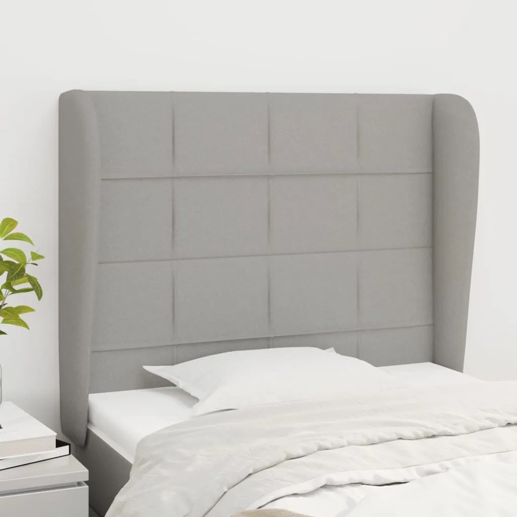 Testiera Ad Orecchio Grigio Chiaro 93x23x118/128 Cm İn Tessuto /