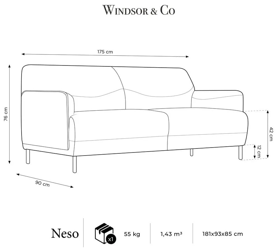 Divano rosa , 175 cm Neso - Windsor & Co Sofas