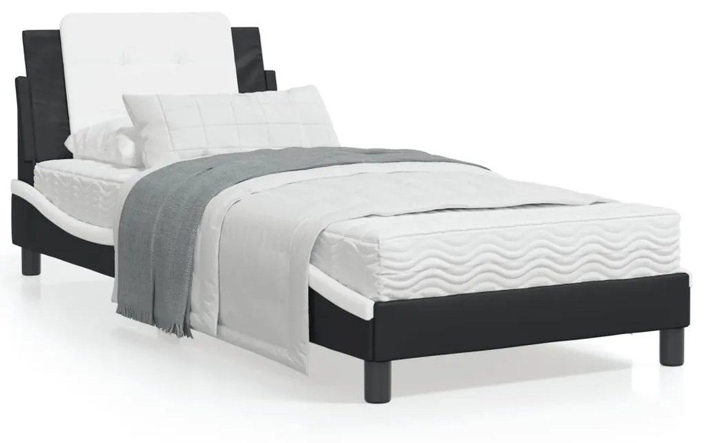 Giroletto Con Testiera Nero E Bianco 90x200 Cm İn Similpelle /
