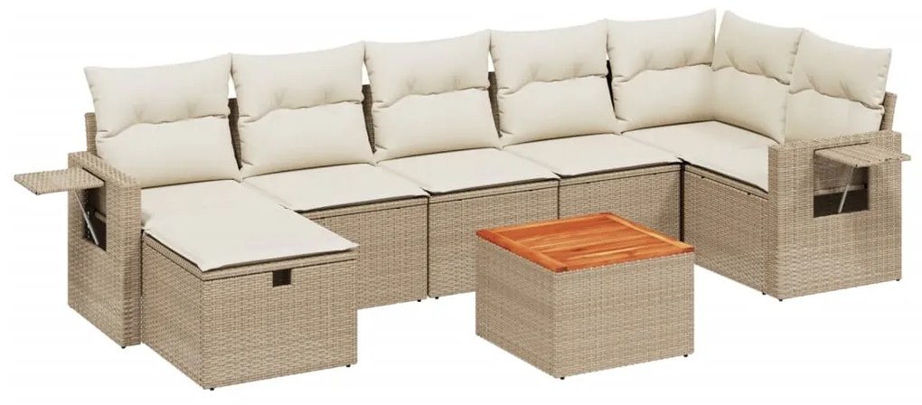 Set divano da giardino 8 pz con cuscini beige in polyrattan