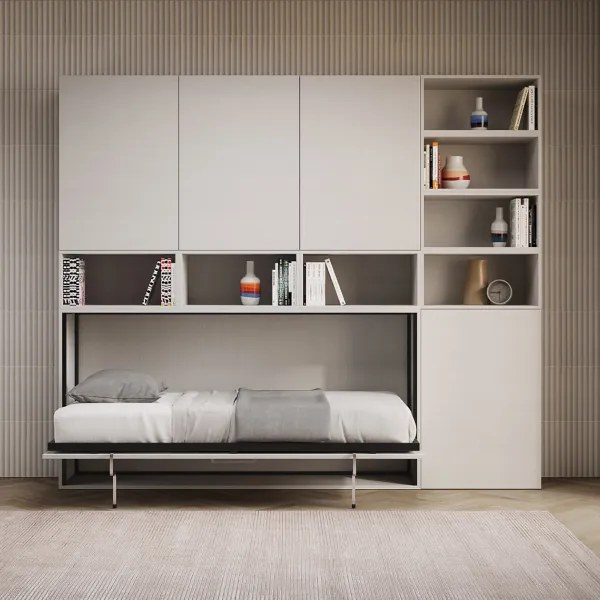 Letto NABOR singolo a scomparsa Bianco Frassino Composizione E