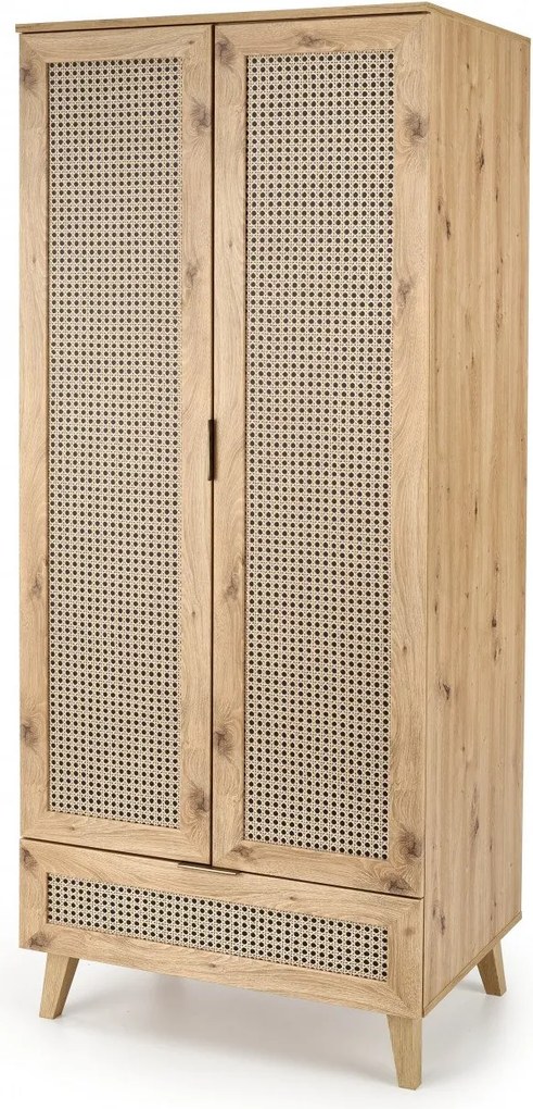 Credenza Borneo S-1 in rovere castagno/nero - H200 cm