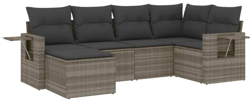 Set divano da giardino 6pz con cuscini grigio chiaro polyrattan