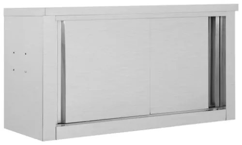 Armadio da Cucina con Ante Scorrevoli 90x40x50cm Acciaio Inox