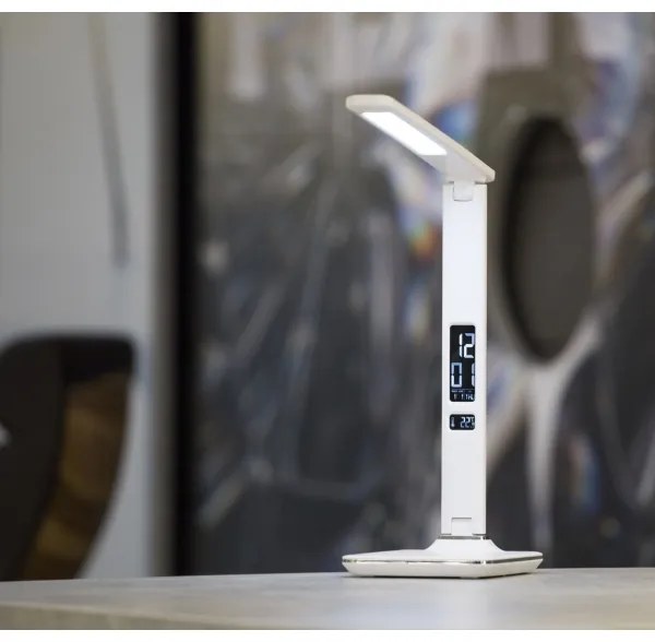 Immax 08934L - Lampada LED da tavolo con display KINGFISHER LED/9W/230V bianco