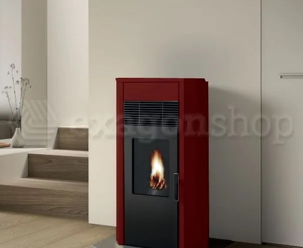 Royal Roberta Air 80 Stufa A Pellet Ad Aria Con Top In Ceramica 8 Kw Serbatoio 19kg 54x52x104 Cm In Acciaio Rosso Bordeaux