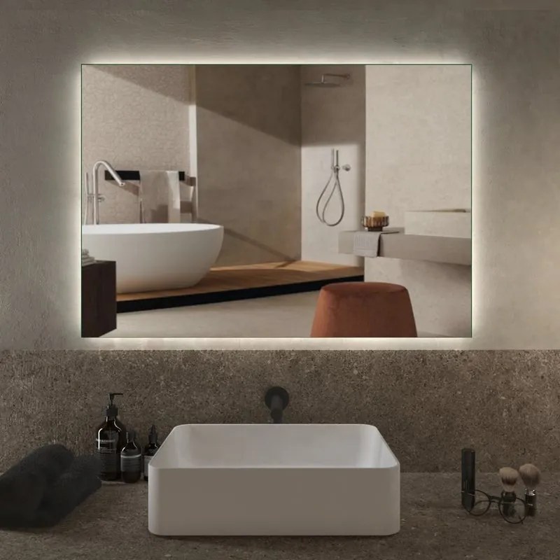 Specchio con illuminazione integrata bagno rettangolare H 70 x P 2.5 cm