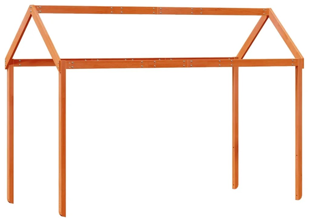 Tetto letto bambini marrone cera 207x80,5x151,5cm massello pino
