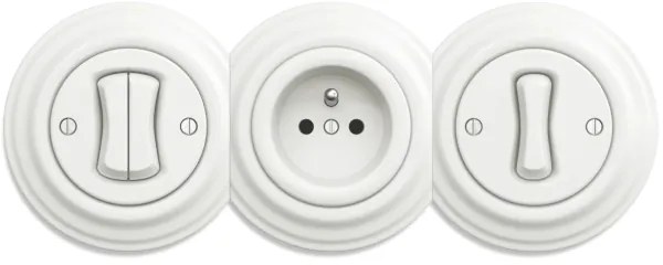 Kliklap - Pulsante doppio retrò senza cornice bianco