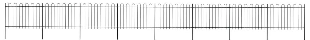Recinzione Giardino Con Punta Tonda İn Acciaio 13,6x1,2m Nera /