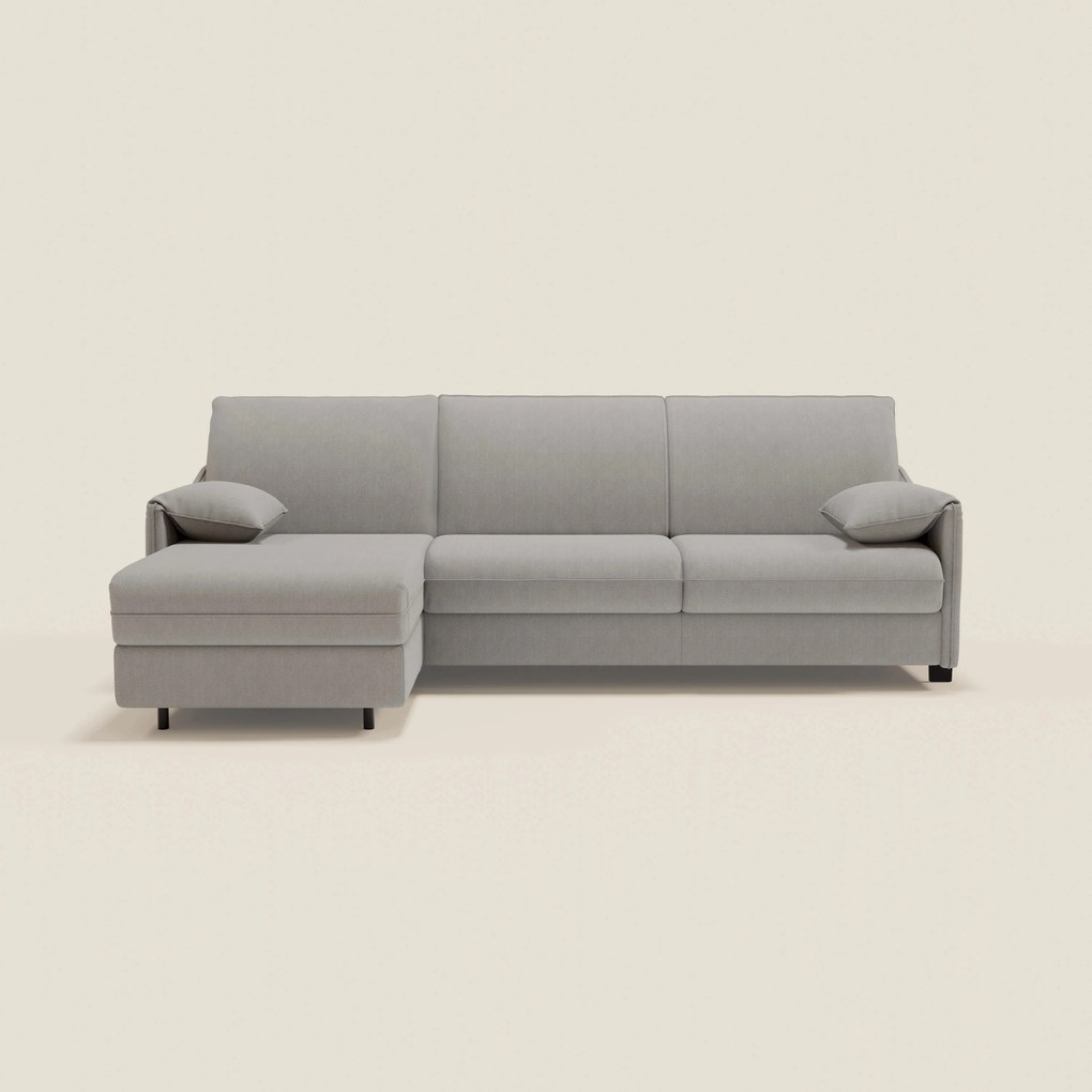 Primula divano letto angolare con materasso H18 cm - penisola contenitore in tessuto smacchiabile T05