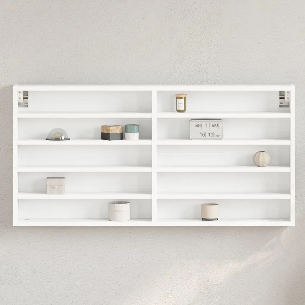 Armadietto Con Vetrina Bianco 100x8,5x50 Cm Legno Multistrato /