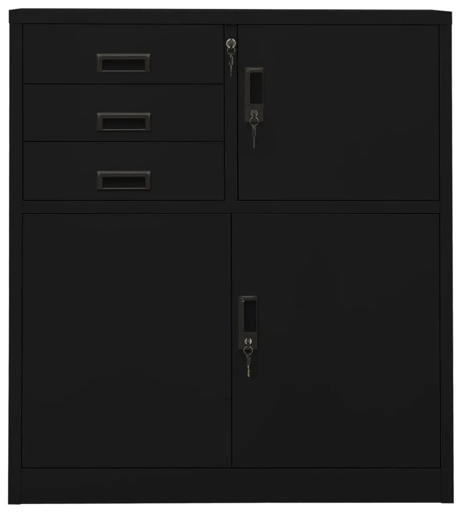 Armadio per ufficio nero 90x40x102 cm in acciaio