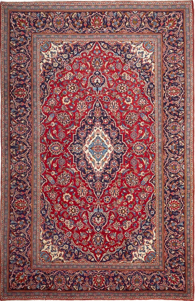 Kashan Tappeto 300x200 Rosso (Iran) Annodato A Mano