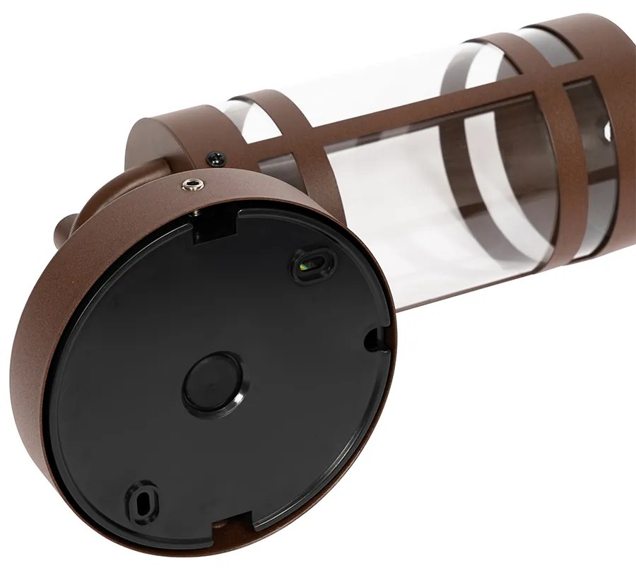 Lampada da parete per esterni marrone ruggine IP44 con sensore crepuscolare - Ruben