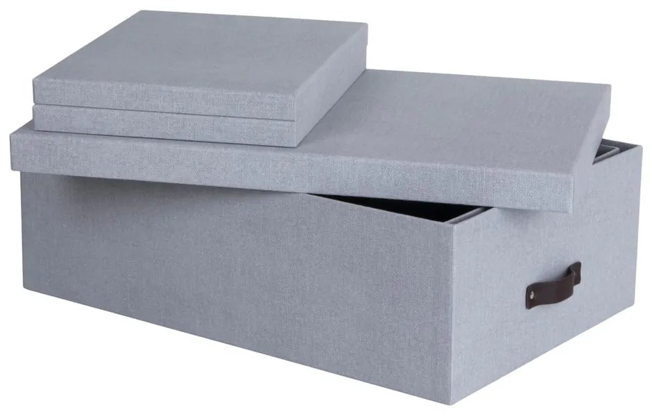 Scatole di cartone grigio chiaro con coperchio in set da 3 31x47x15 cm Inge - Bigso Box of Sweden