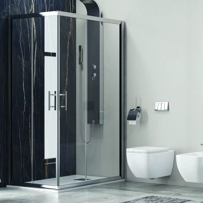 Box doccia 150x70 cm angolare cristallo trasparente anticalcare KF1000 - KAMALU