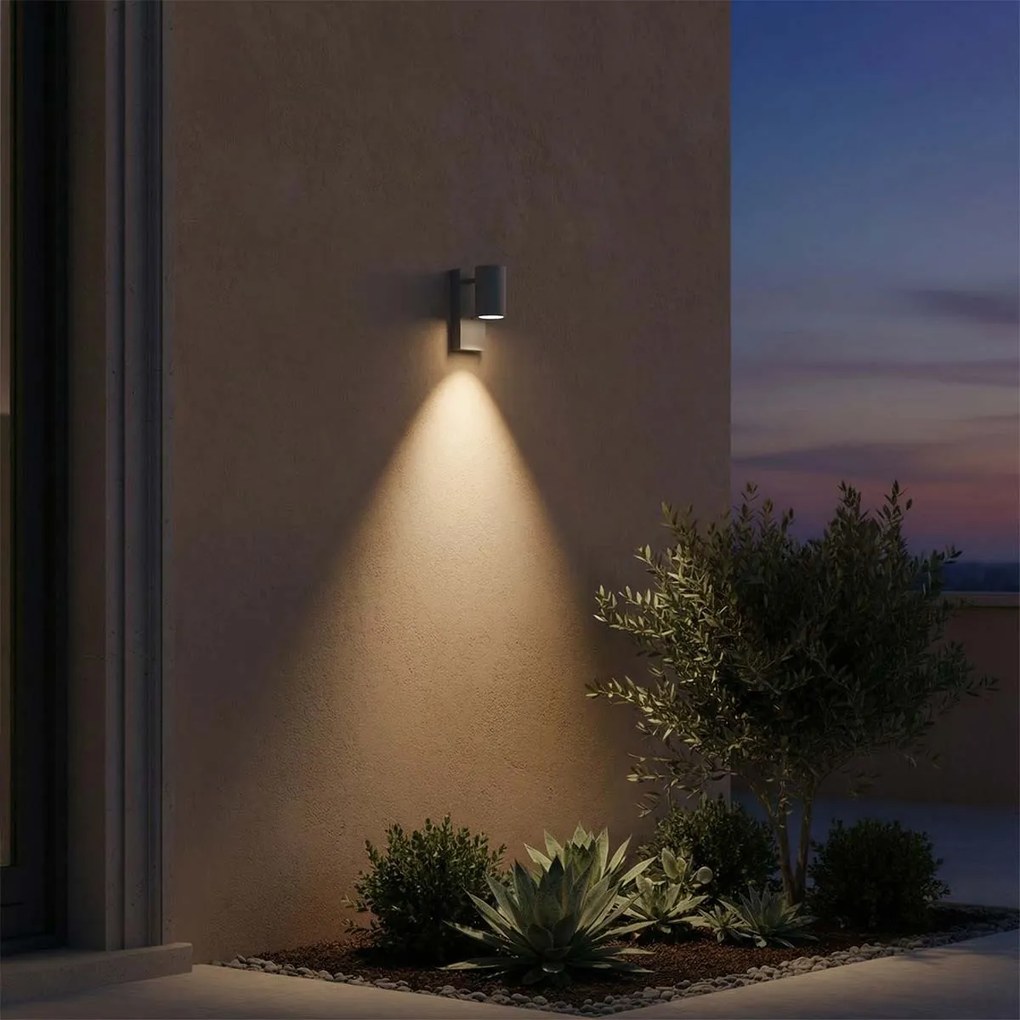 Applique GU10 con Sensore Crepuscolare E27 IP65 per esterno - Grigia