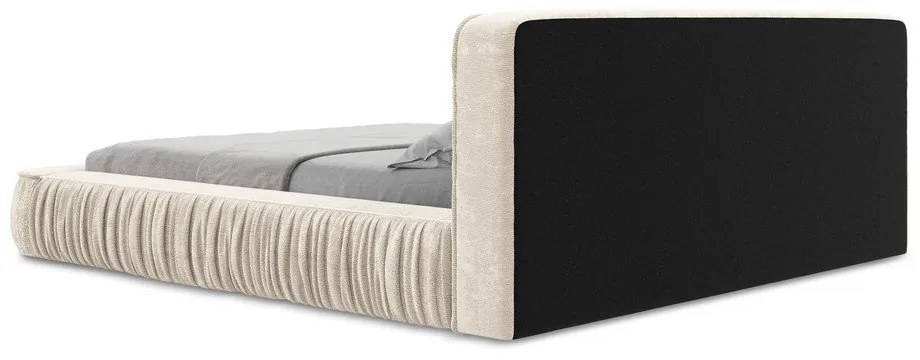 Letto matrimoniale imbottito color crema con contenitore e rete inclusi 160x200 cm Keoni – Makamii